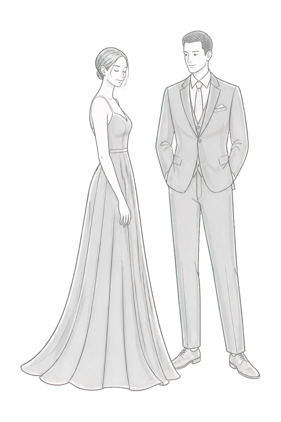 Pareja con vestimenta formal